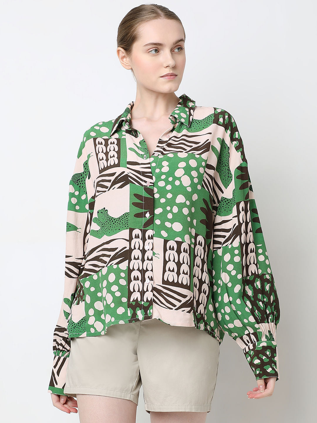 Green Graphic Print Shirt