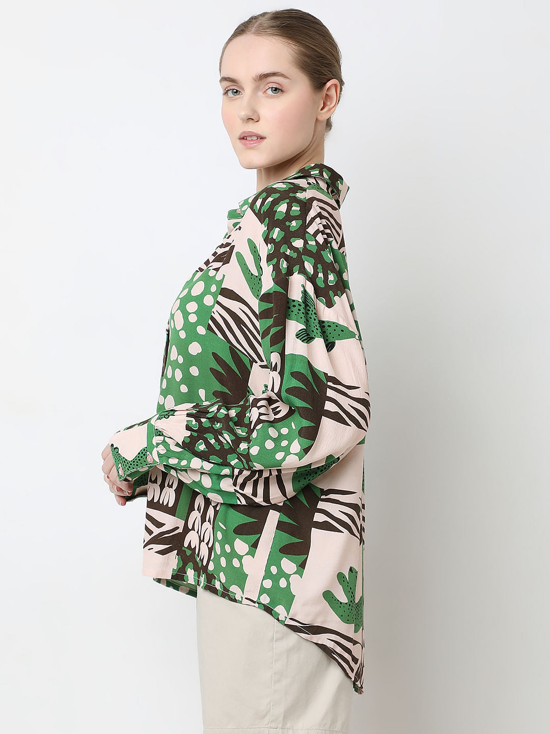 Green Graphic Print Shirt