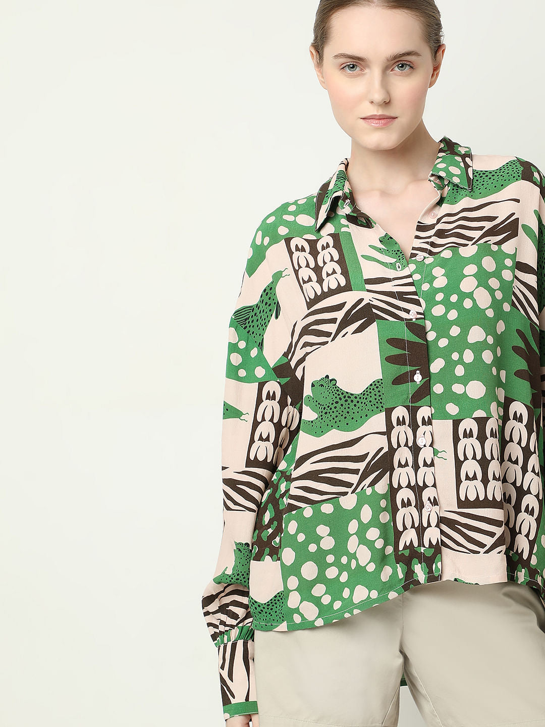 Green Graphic Print Shirt