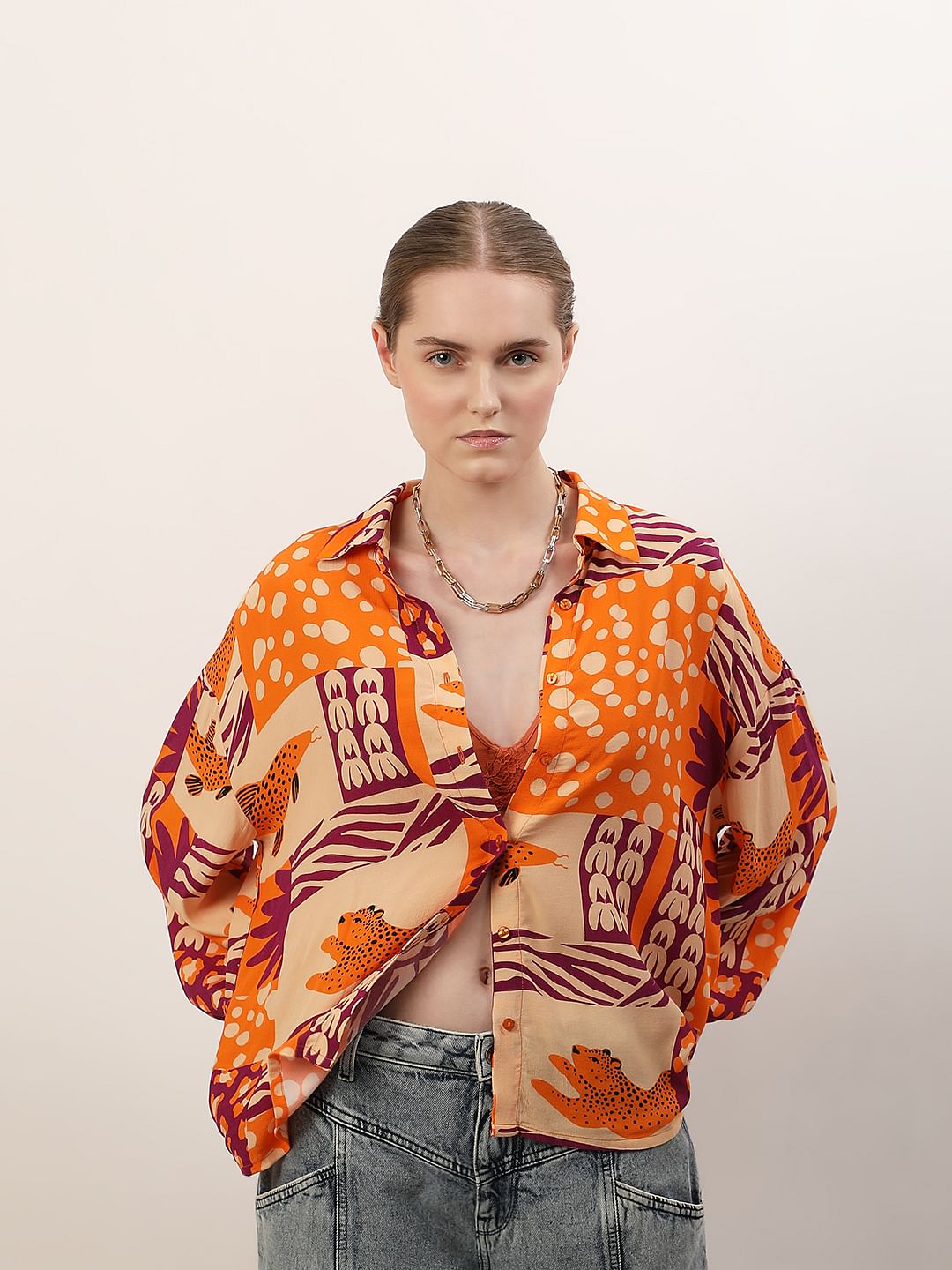 Orange Graphic Print Shirt