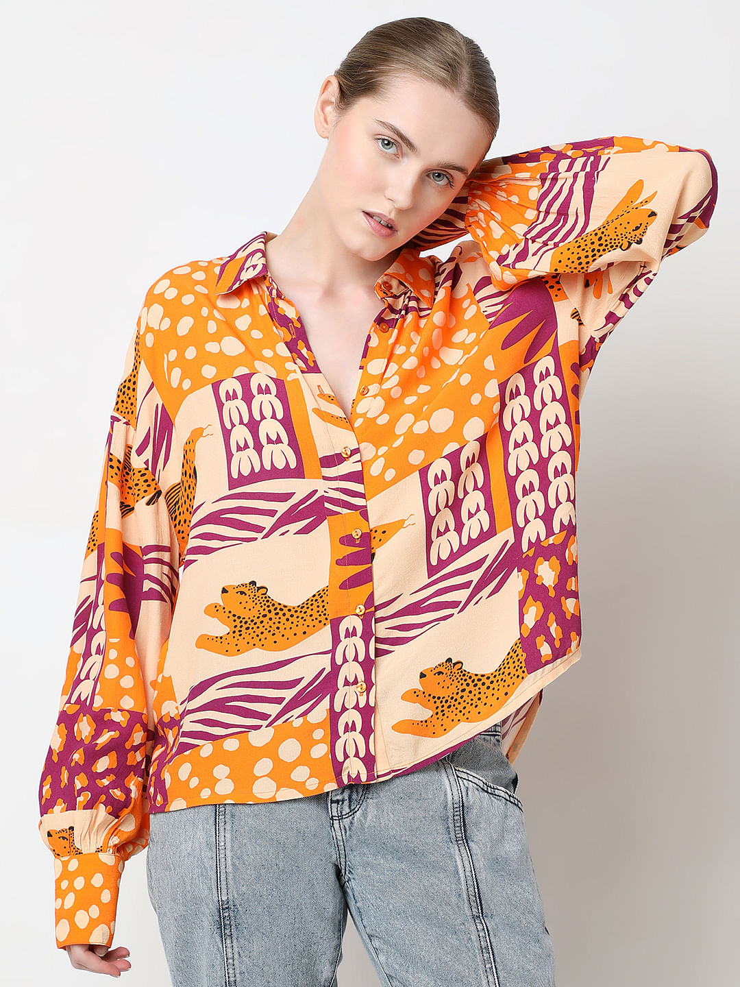 Orange Graphic Print Shirt