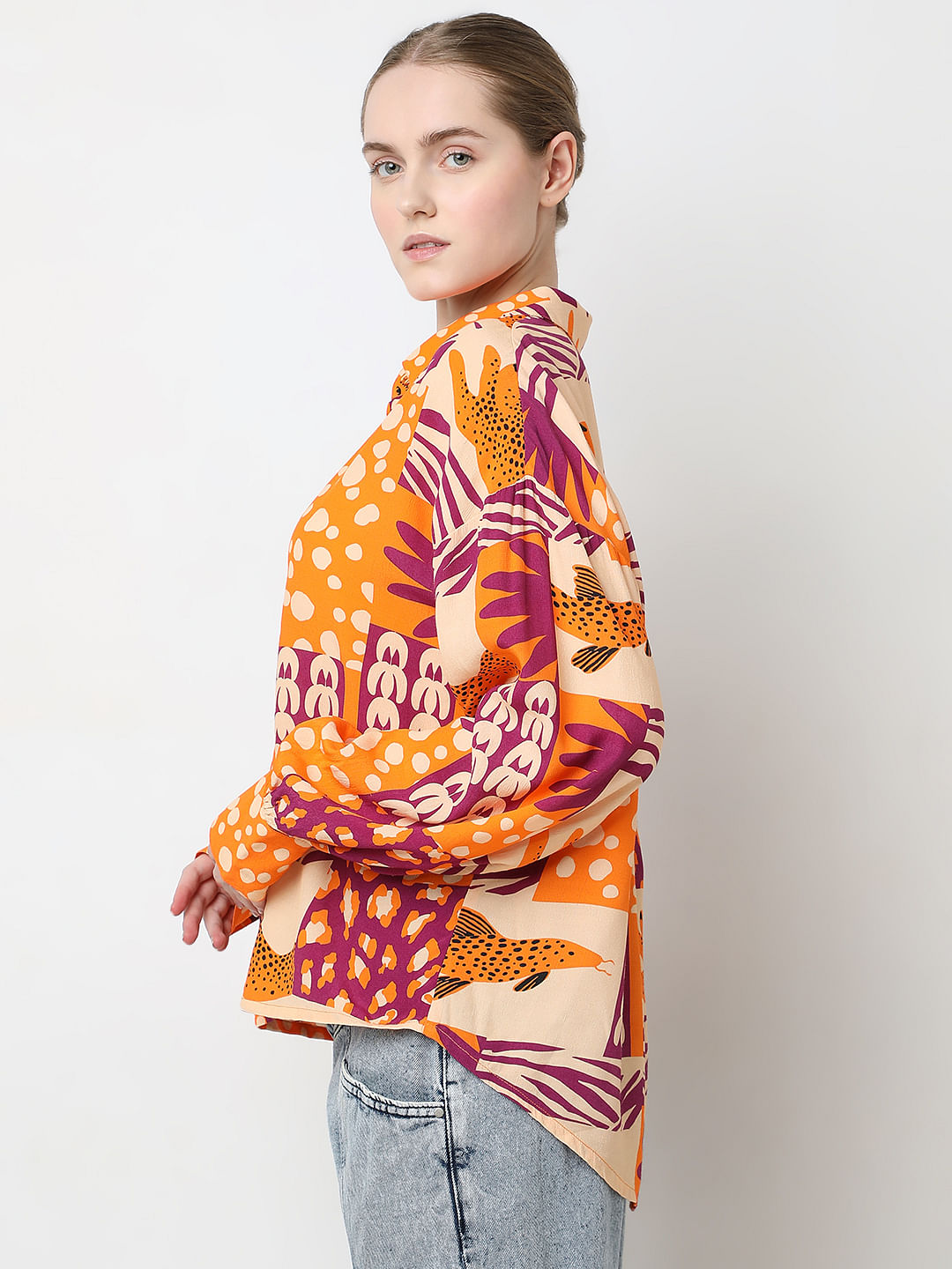 Orange Graphic Print Shirt