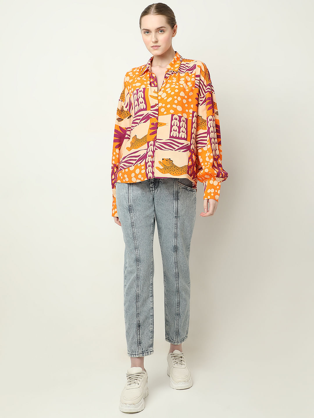 Orange Graphic Print Shirt