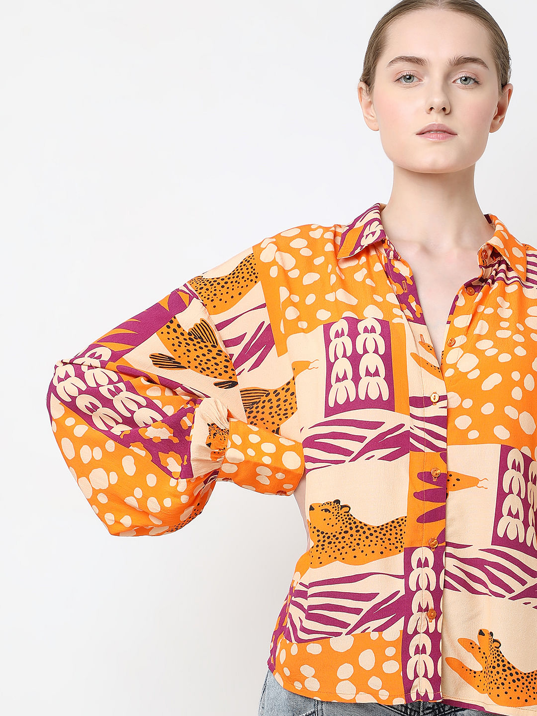 Orange Graphic Print Shirt