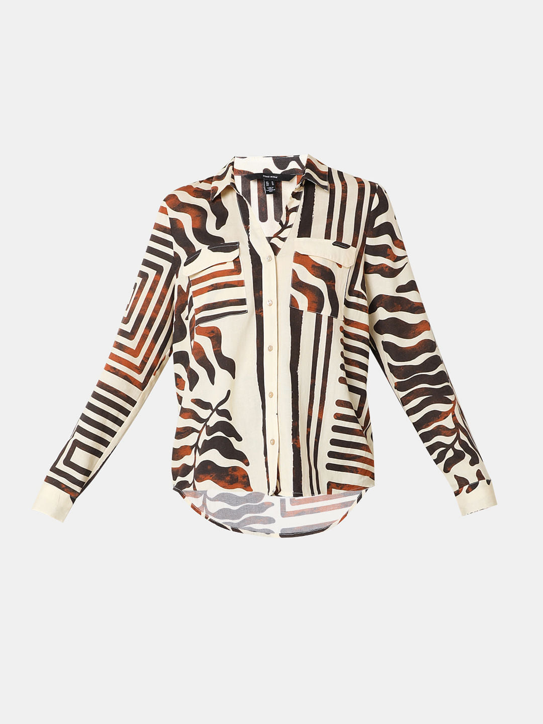 Brown Abstract Print Shirt