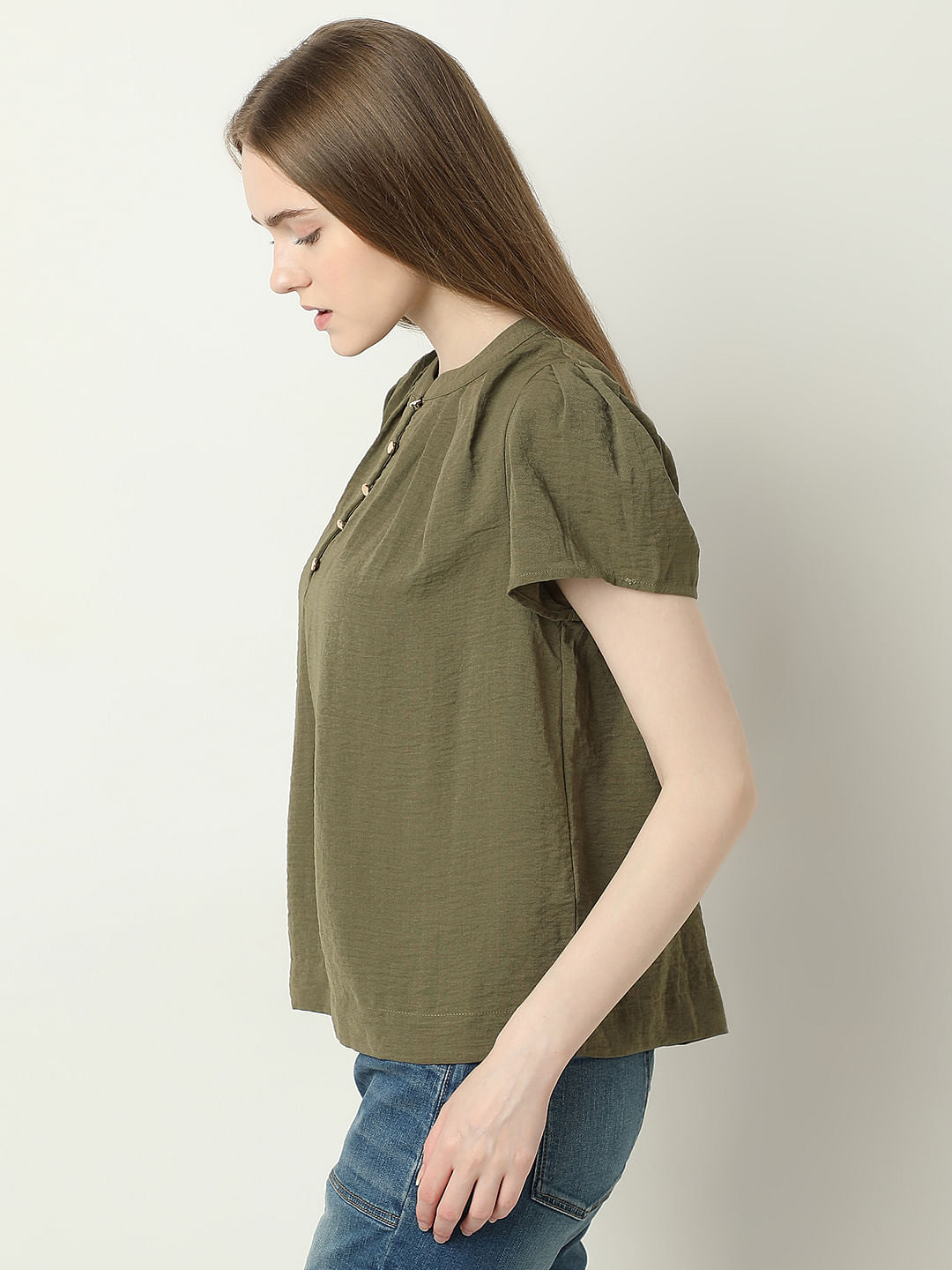 Green Short Sleeves Top
