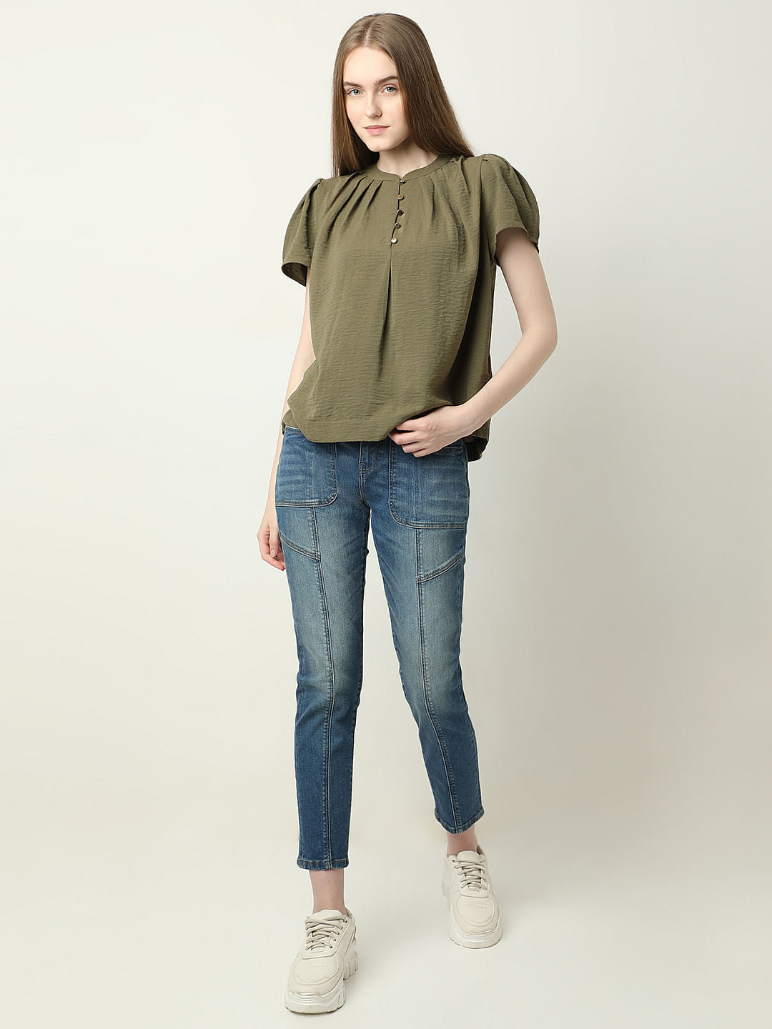 Green Short Sleeves Top