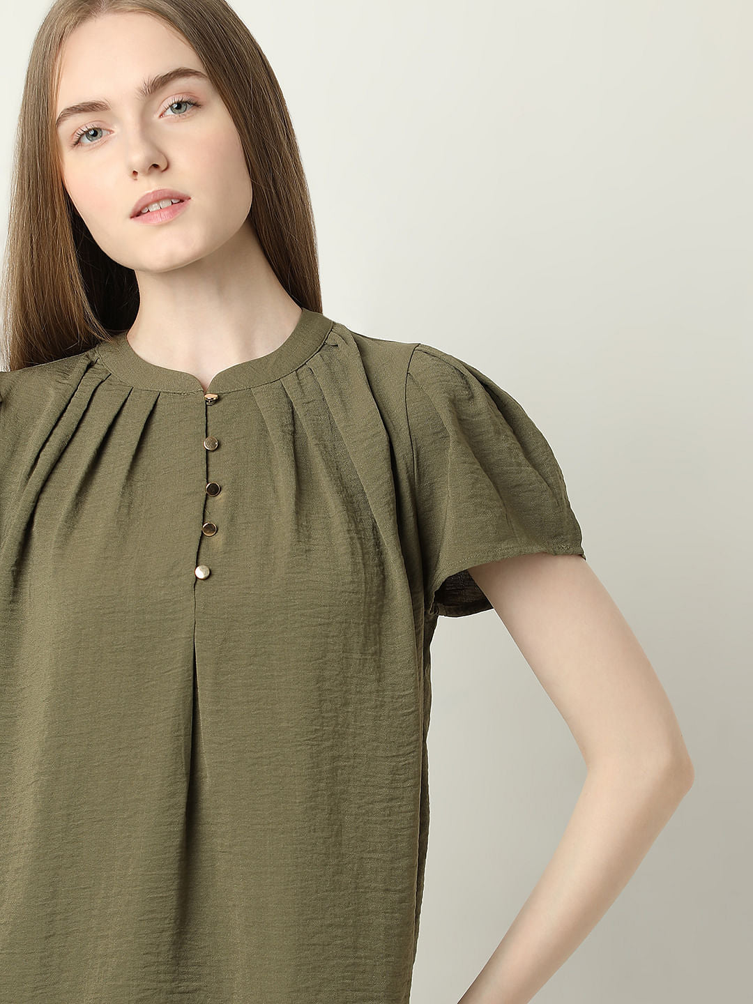 Green Short Sleeves Top