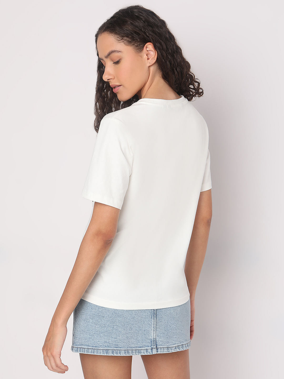 White Graphic Print Cotton T-Shirt