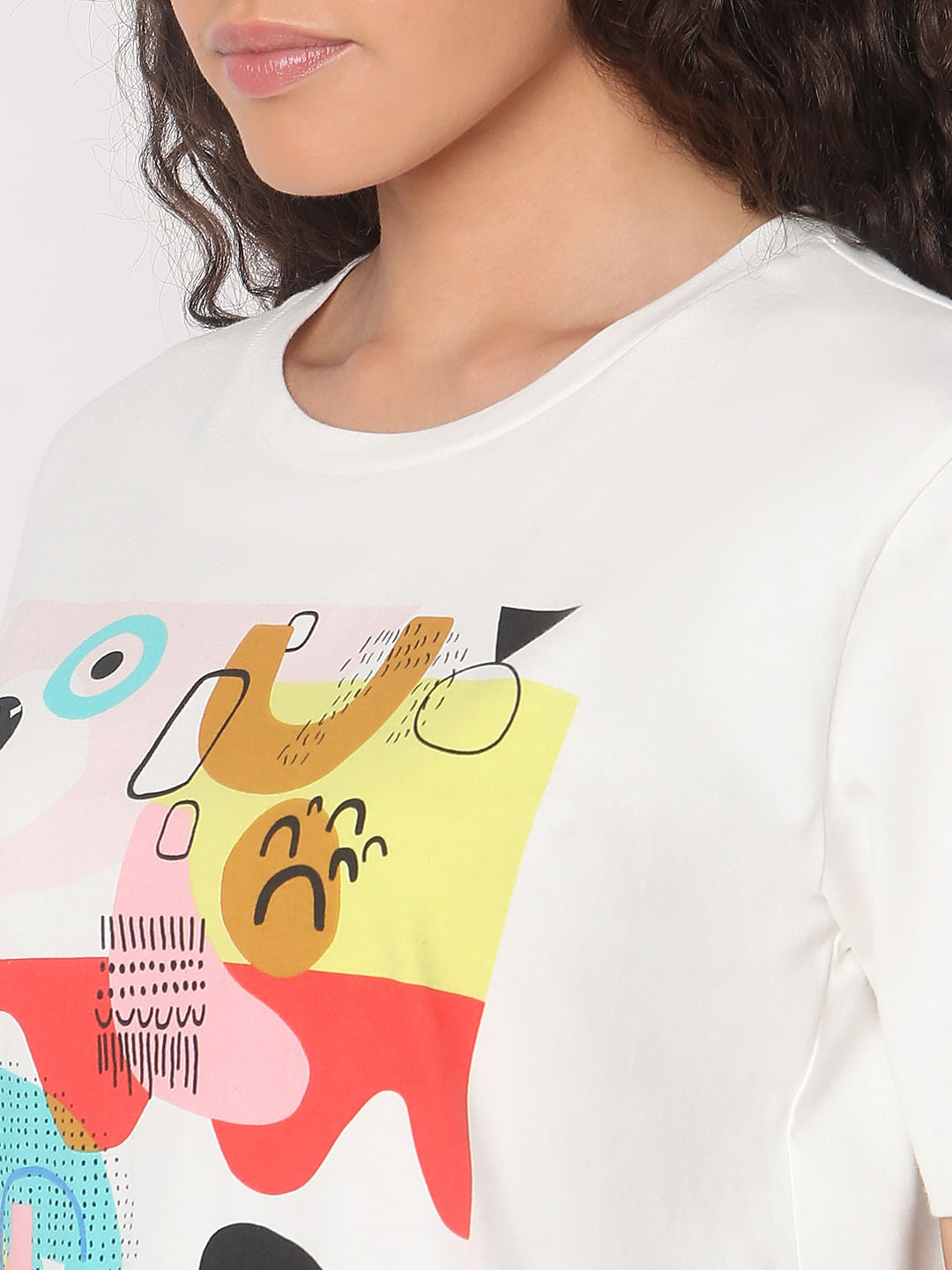 White Graphic Print Cotton T-Shirt