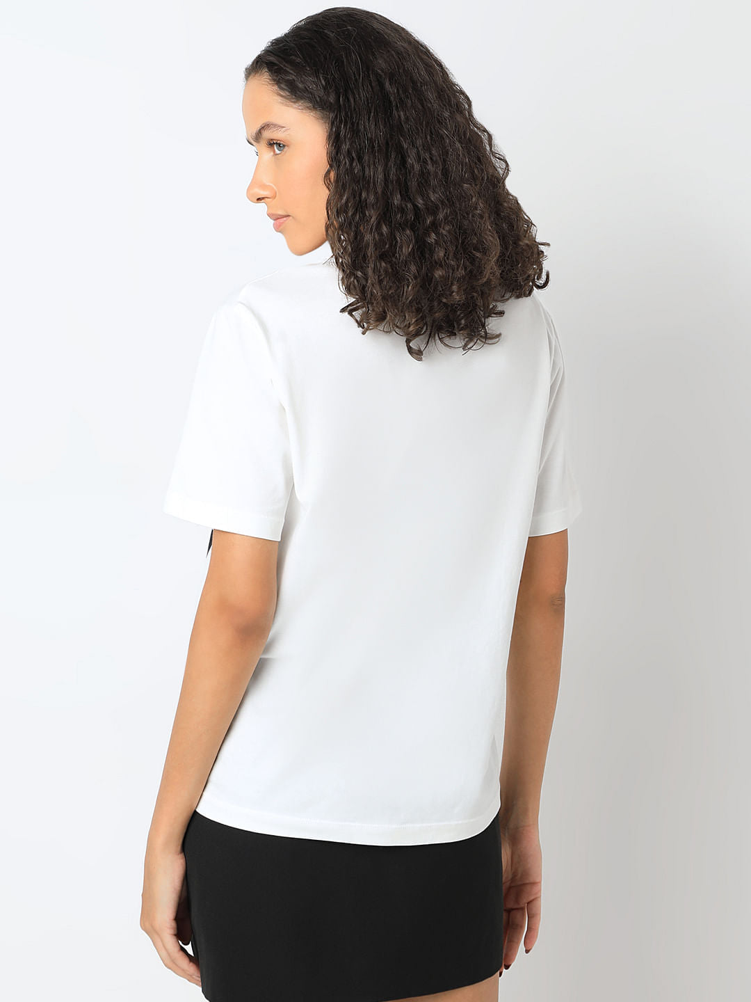 White Typographic Print Cotton T-Shirt