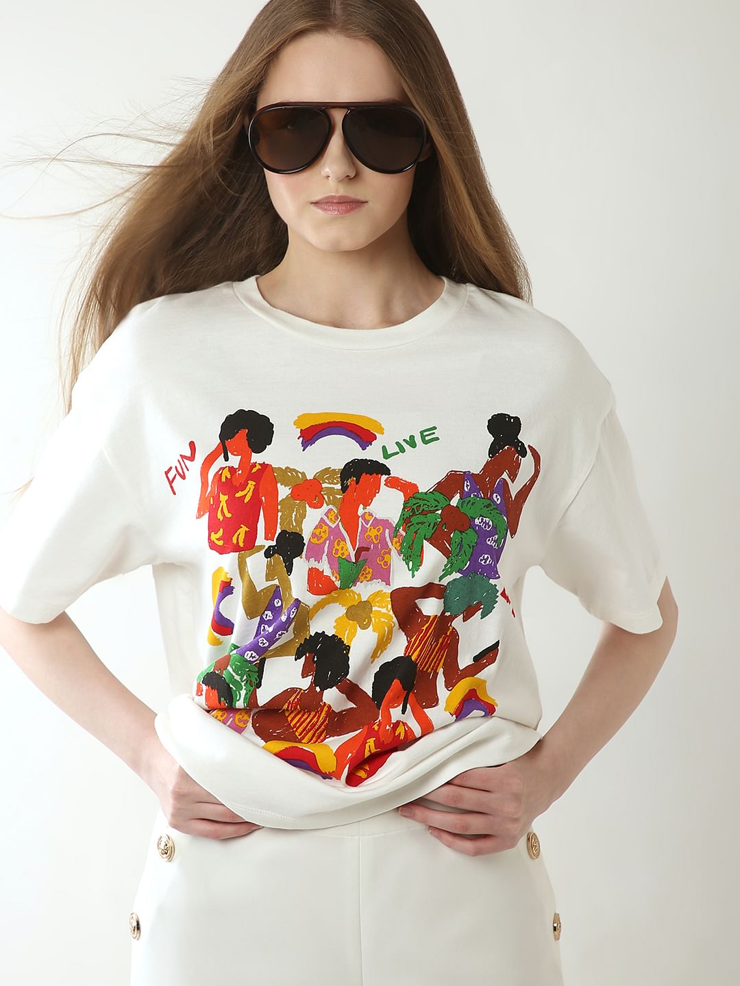 White Graphic Print T-Shirt