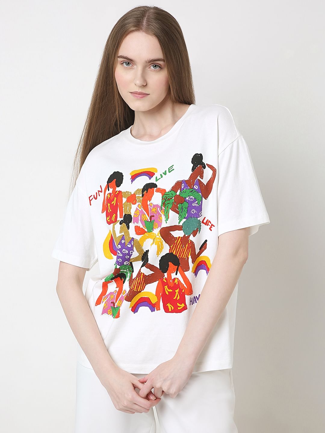 White Graphic Print T-Shirt