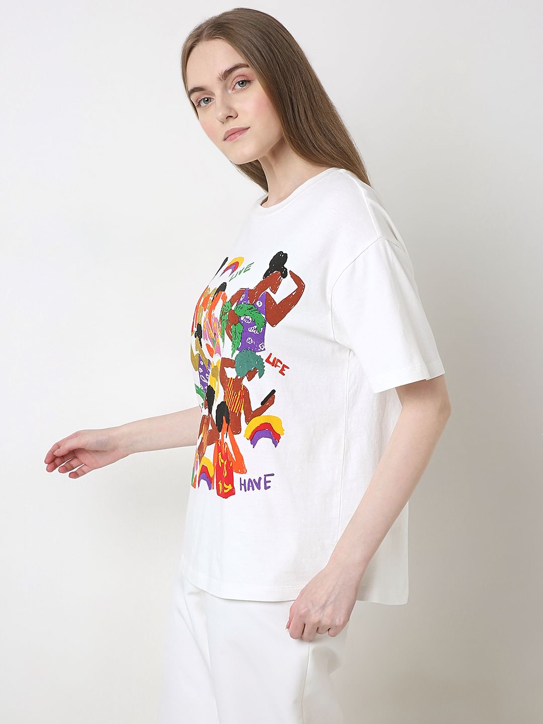 White Graphic Print T-Shirt