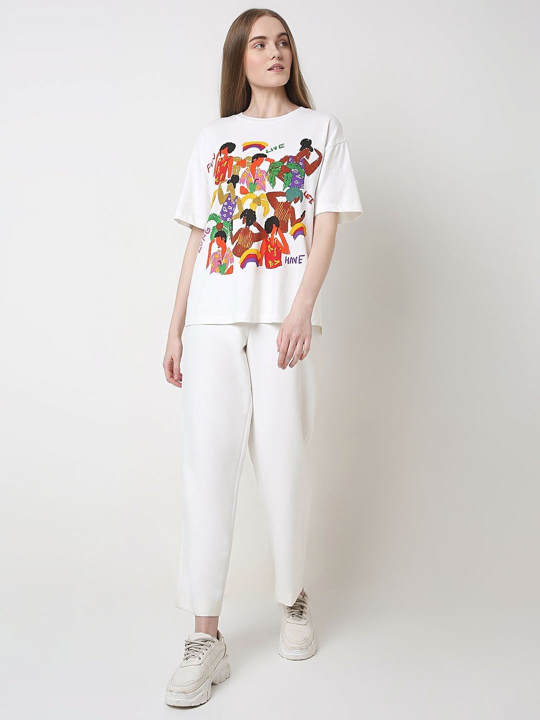 White Graphic Print T-Shirt