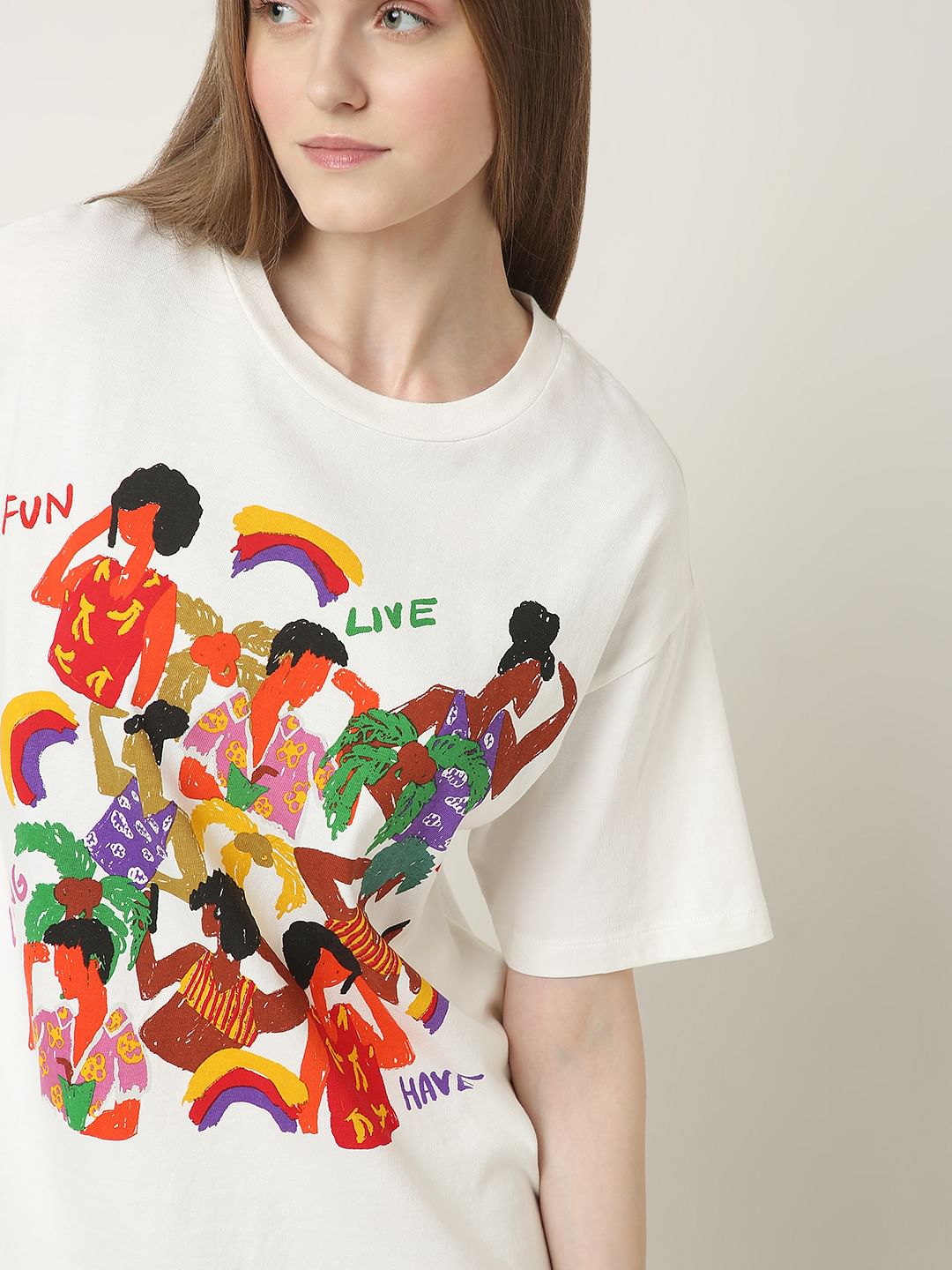 White Graphic Print T-Shirt