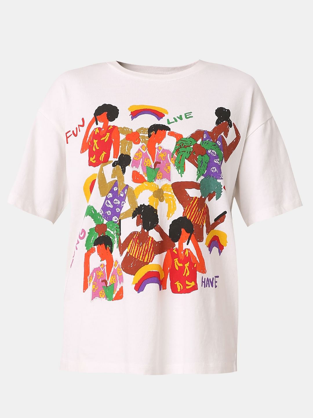 White Graphic Print T-Shirt