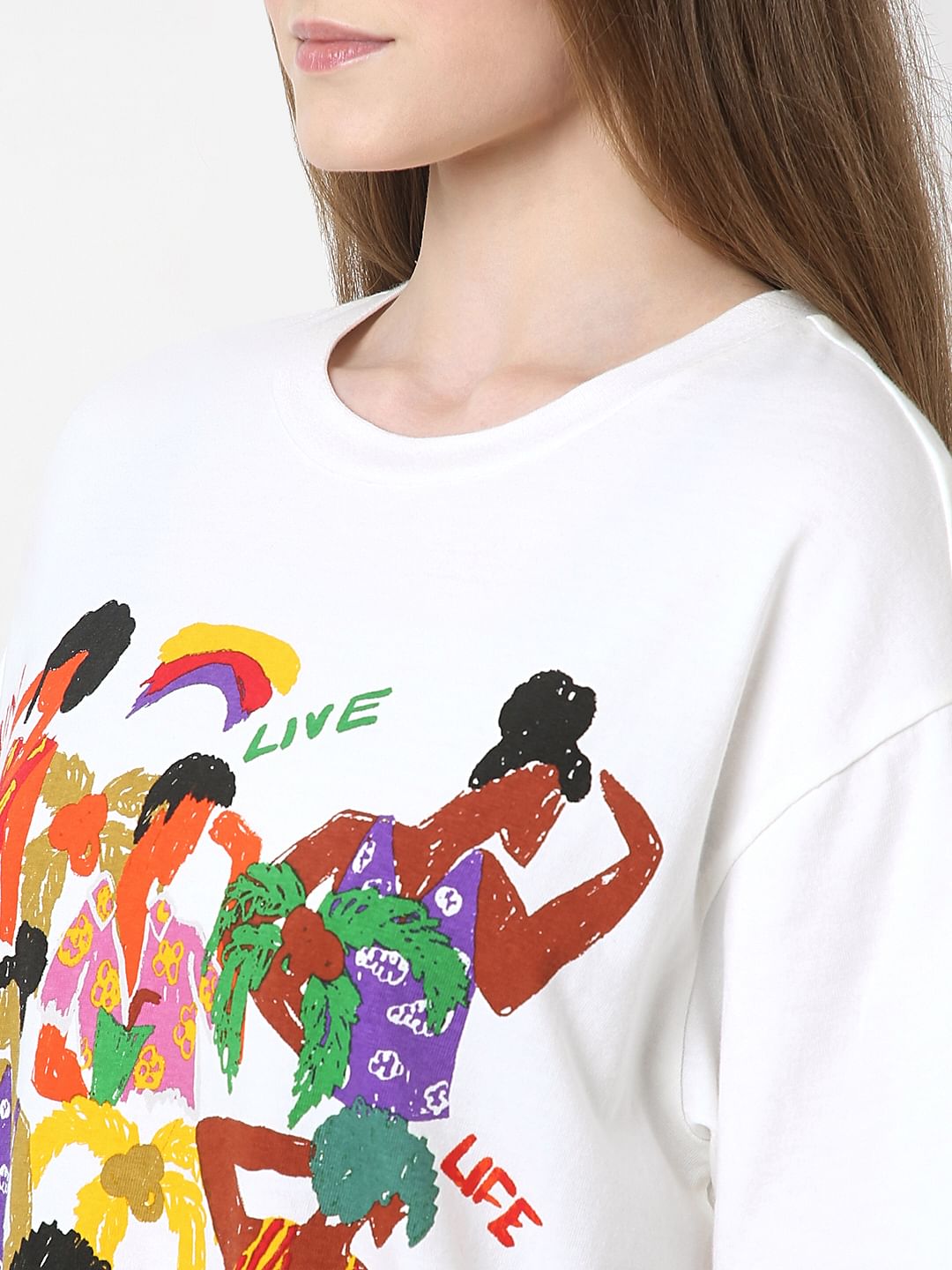 White Graphic Print T-Shirt