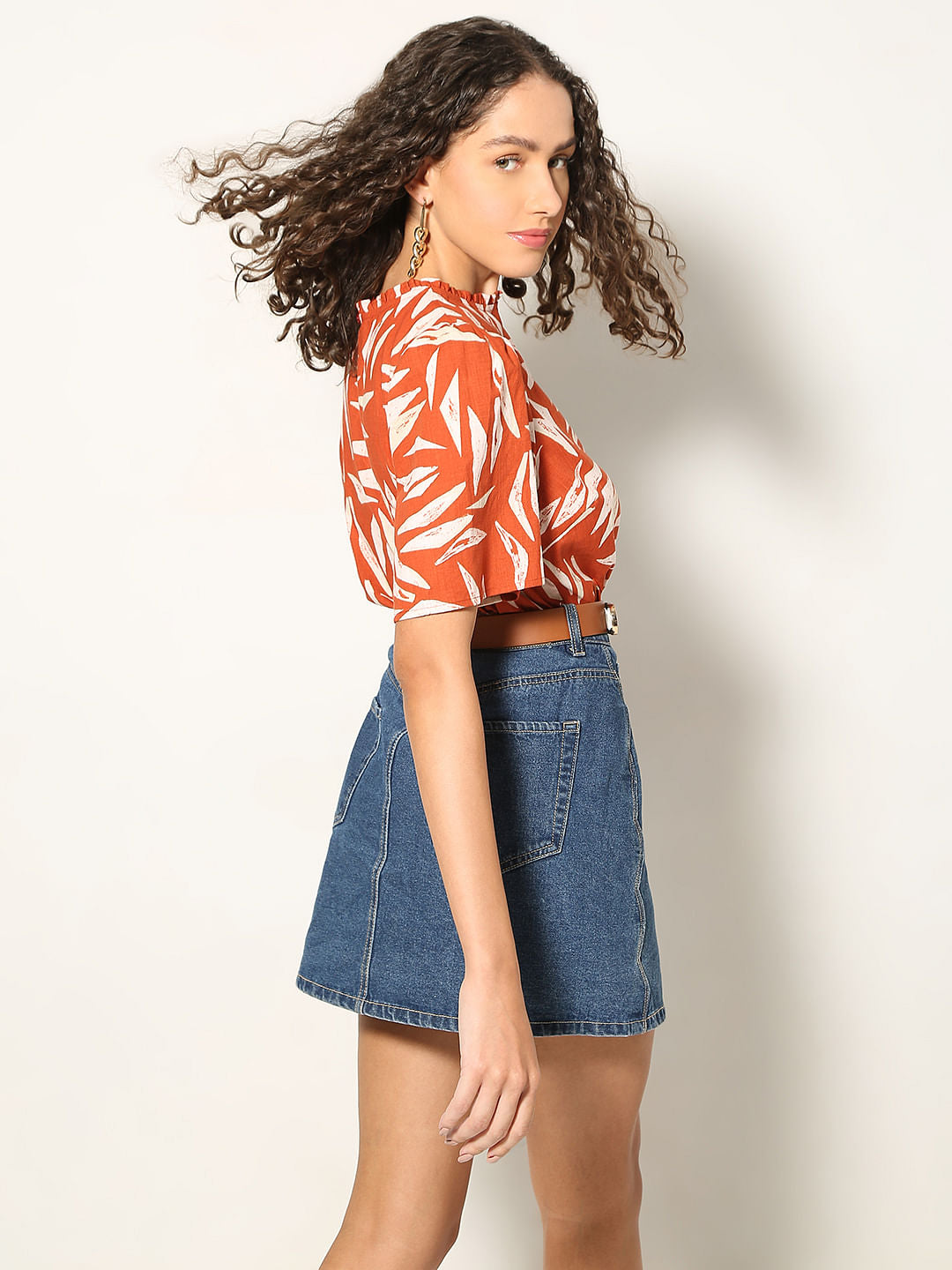 Brown Printed Cotton Top