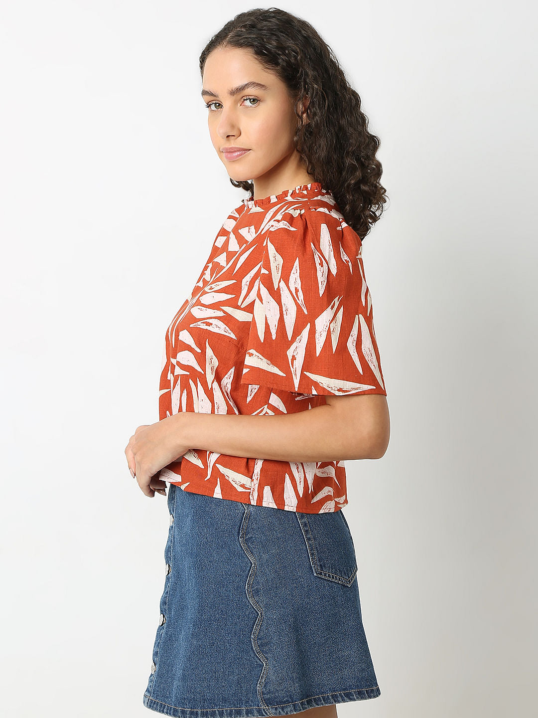 Brown Printed Cotton Top