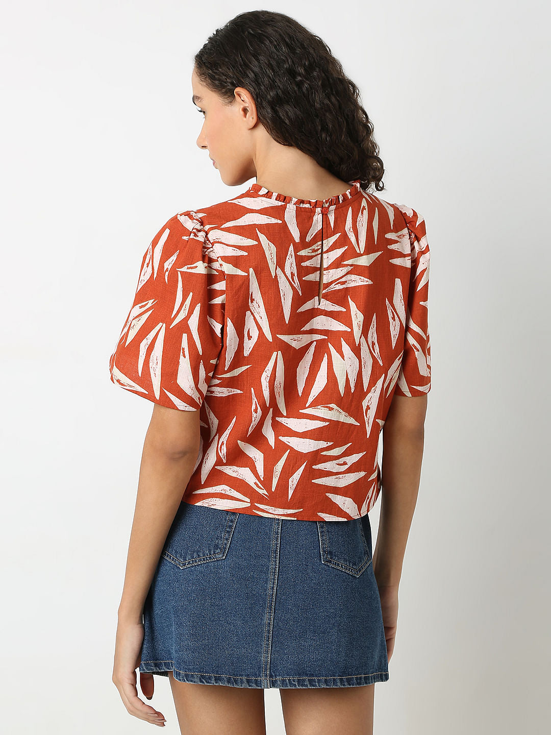 Brown Printed Cotton Top