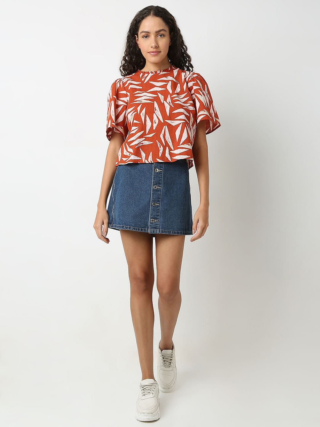 Brown Printed Cotton Top