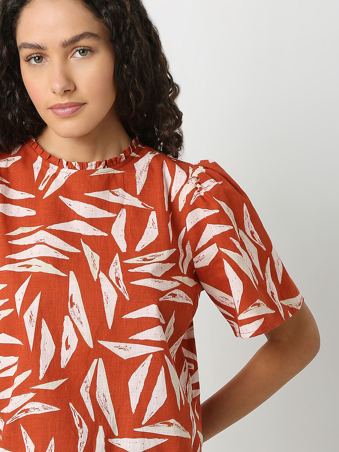 Brown Printed Cotton Top