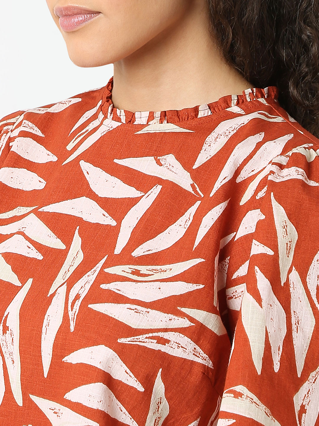 Brown Printed Cotton Top