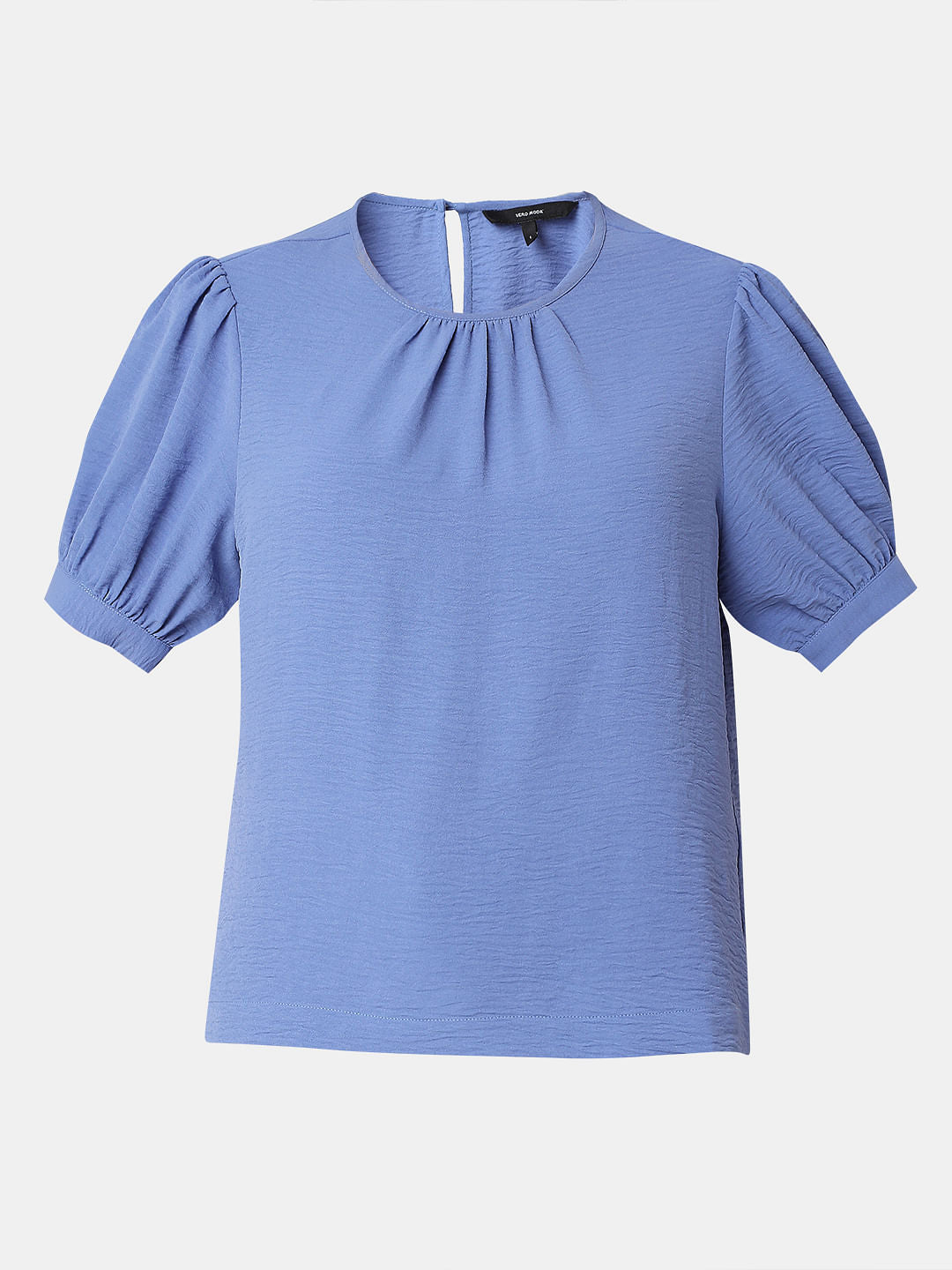 Blue Puff Sleeves Top