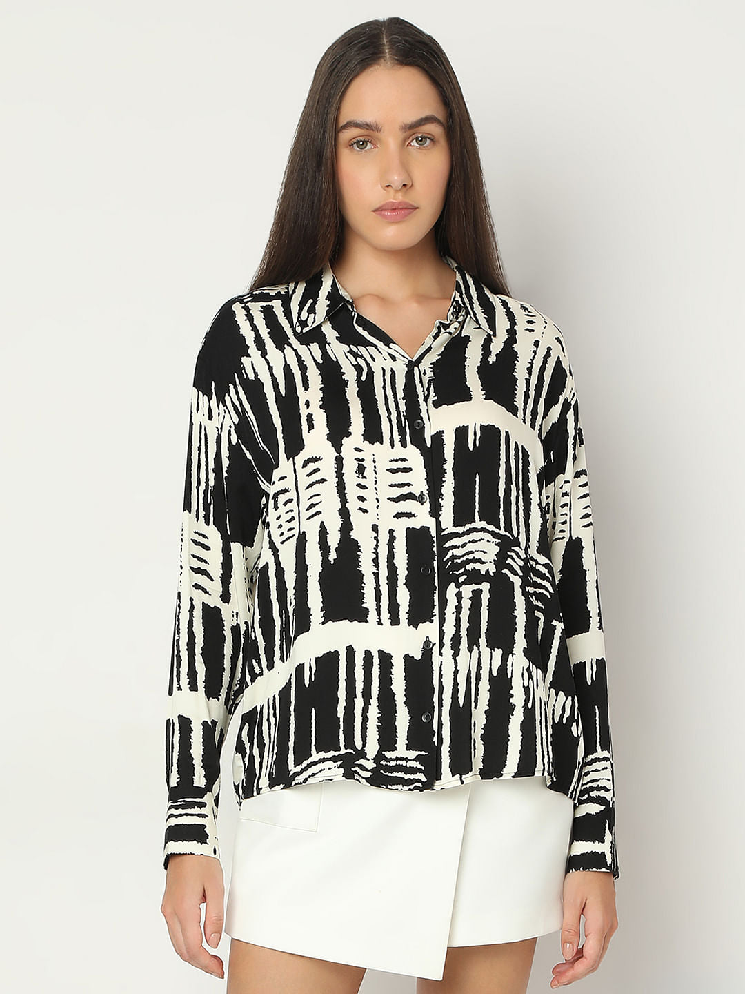 Black Abstract Print Shirt
