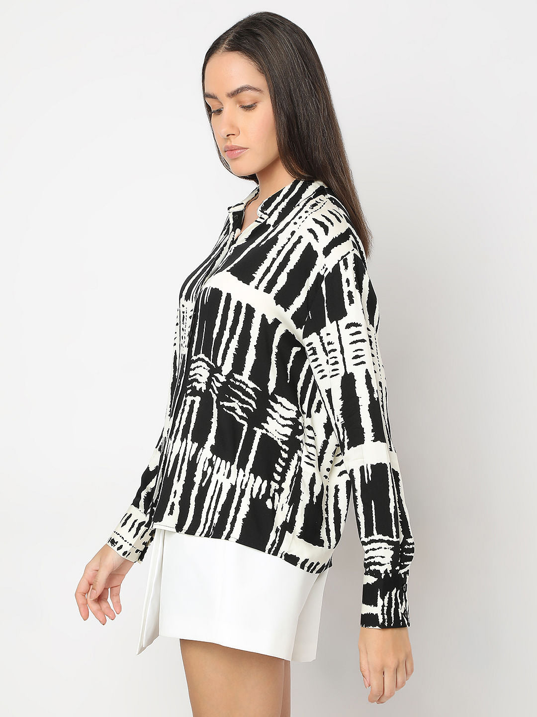 Black Abstract Print Shirt