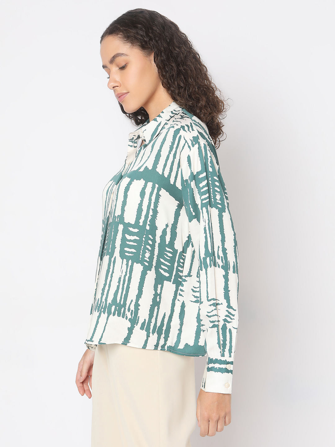 Sage Green Abstract Print Shirt