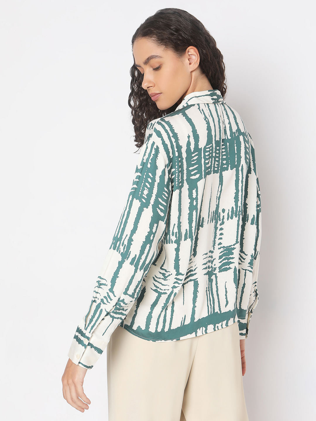 Sage Green Abstract Print Shirt