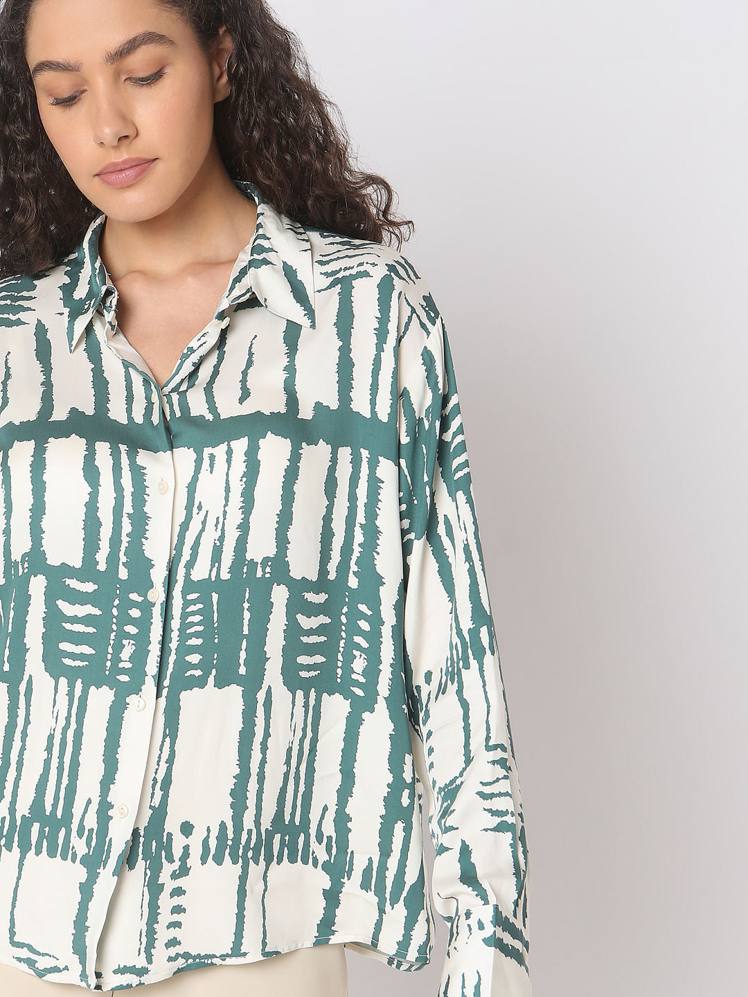 Sage Green Abstract Print Shirt