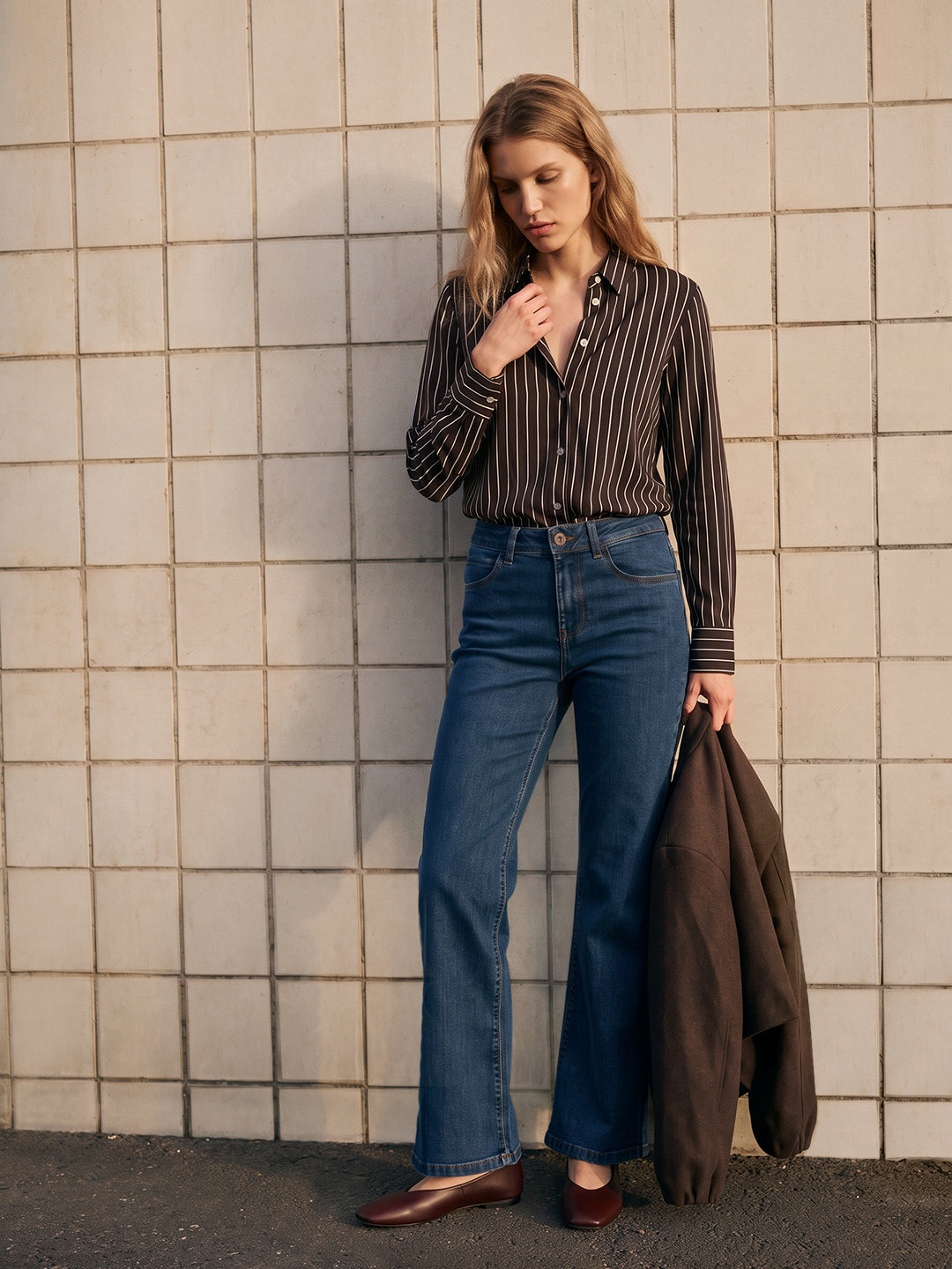 Blue High Rise Wide Leg Jeans