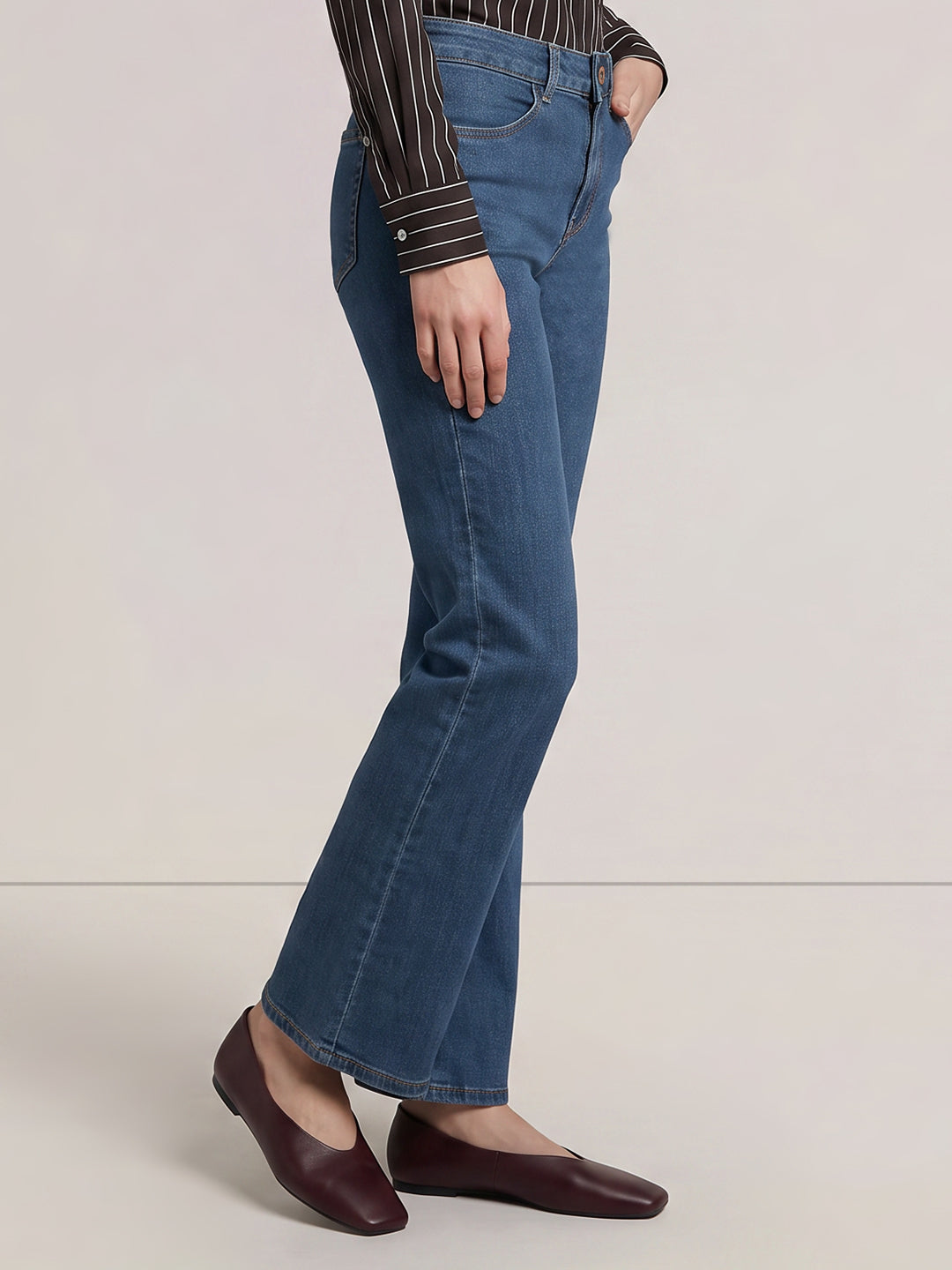 Blue High Rise Wide Leg Jeans