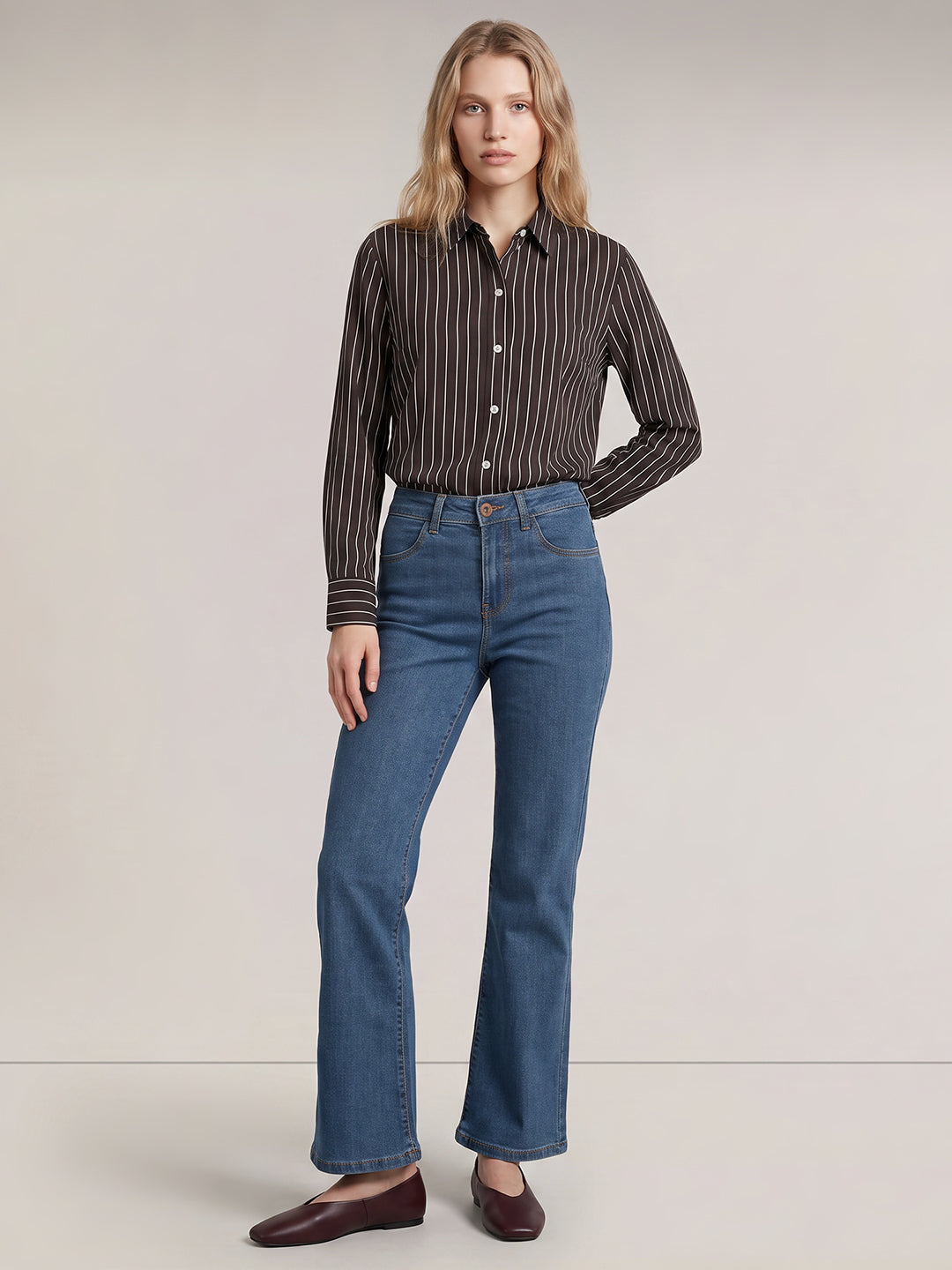 Blue High Rise Wide Leg Jeans