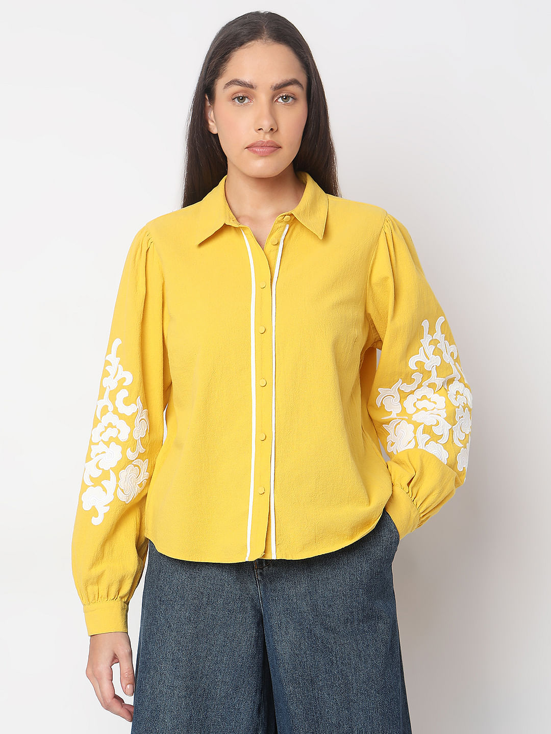 Yellow Applique Work Shirt