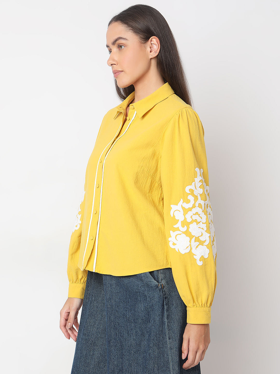 Yellow Applique Work Shirt
