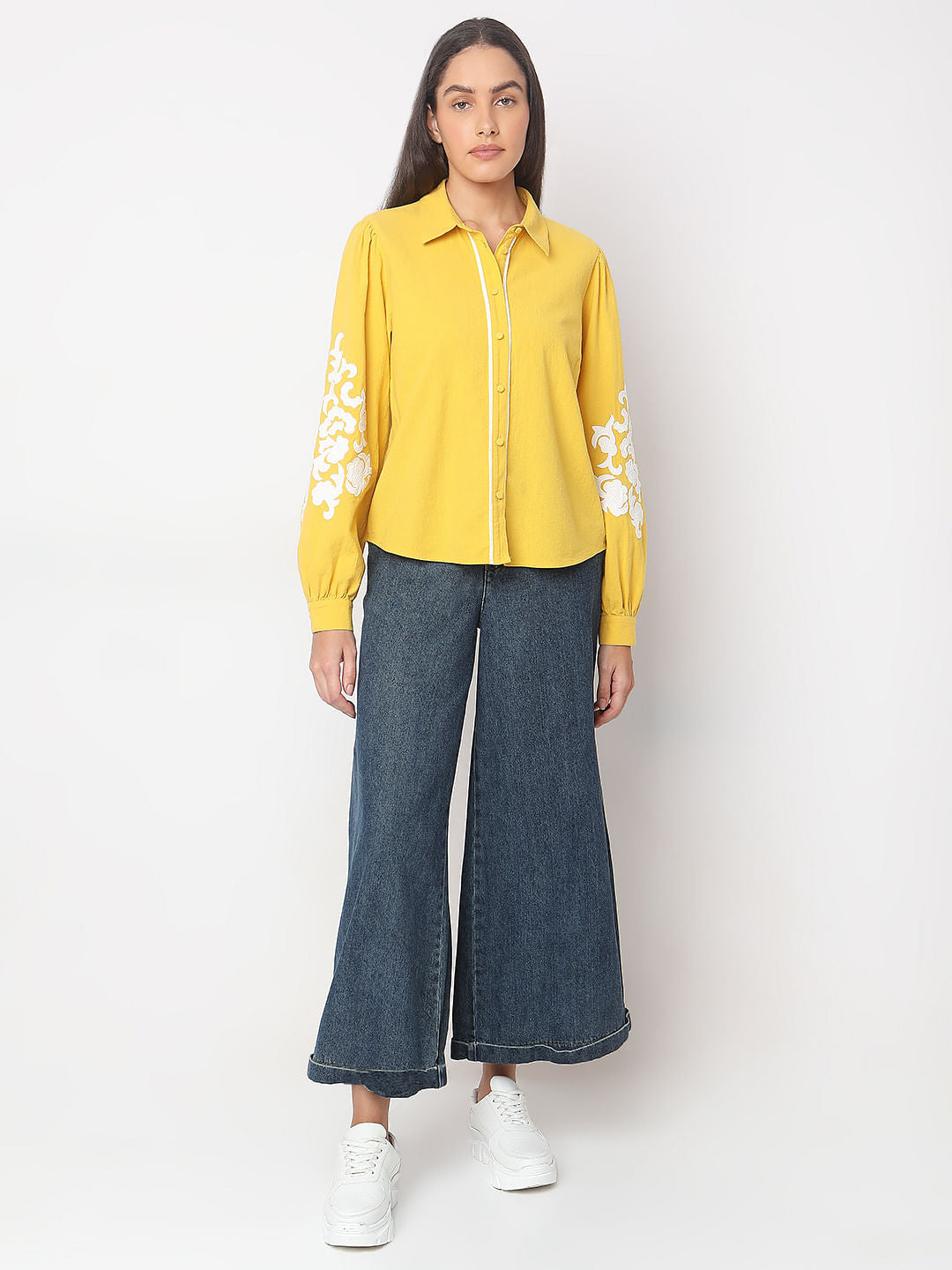Yellow Applique Work Shirt