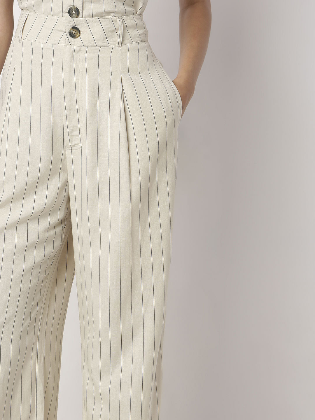 Off-White Pinstripe Co-Ord Set Pants