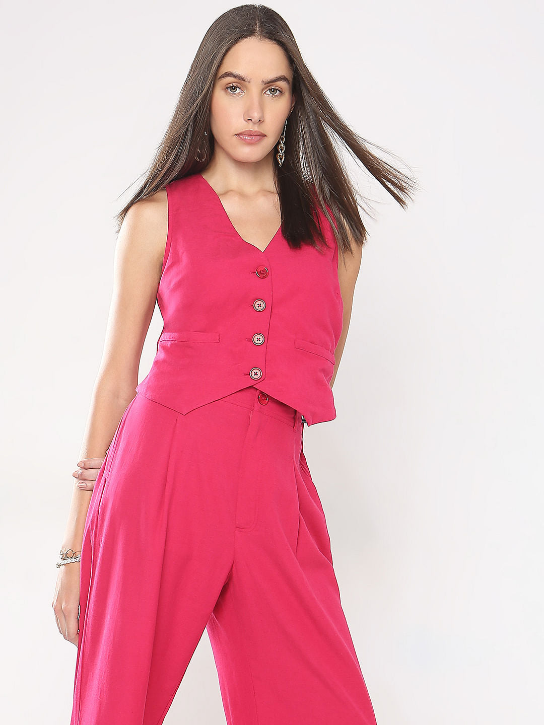 Pink Linen Waistcoat