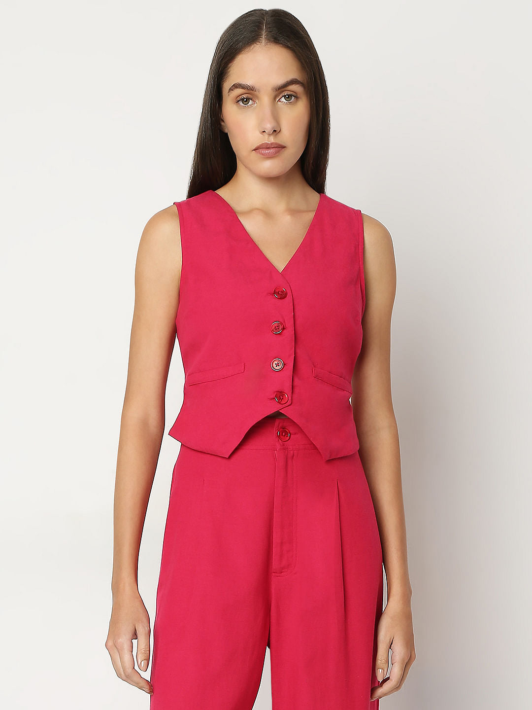 Pink Linen Waistcoat