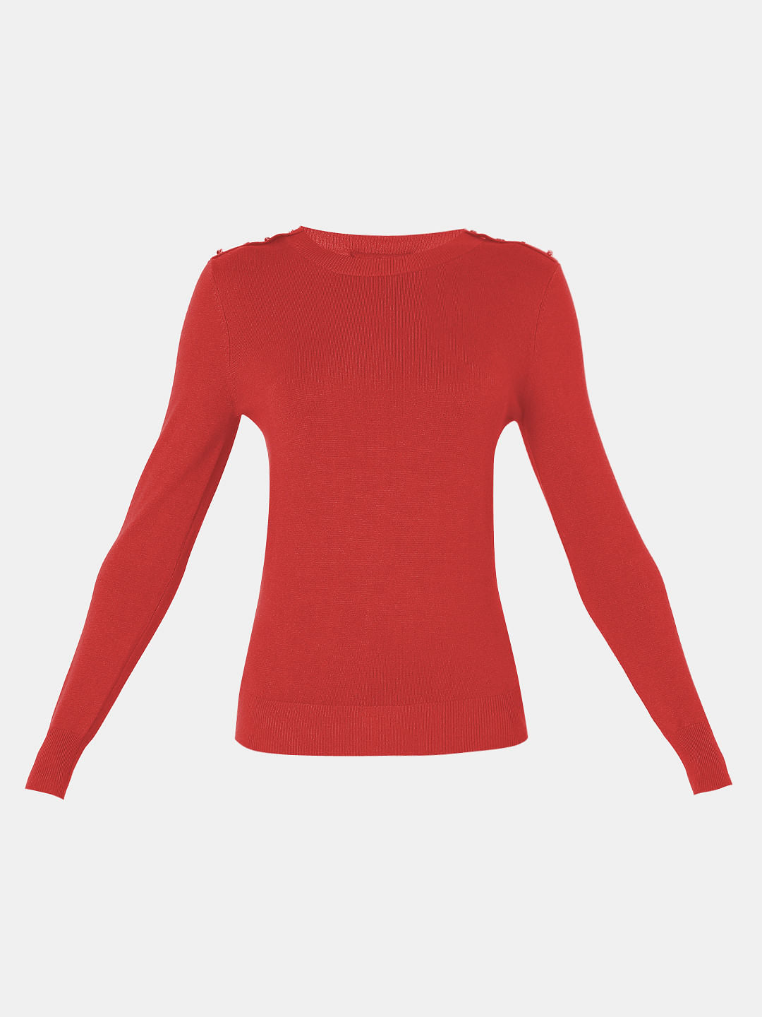Red Long Sleeve Knit Pullover