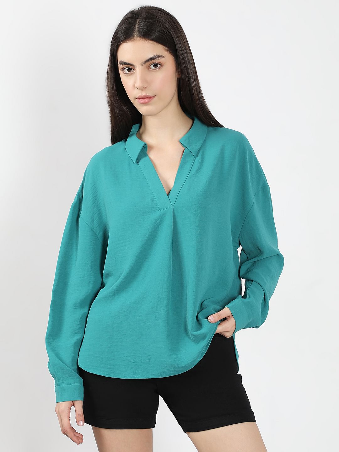 Blue V-Neck Top