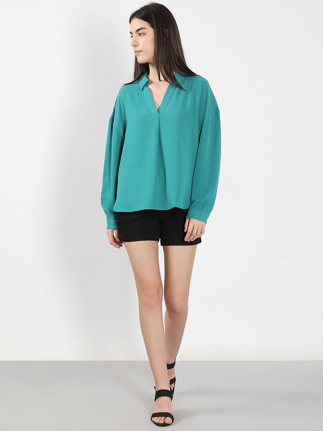 Blue V-Neck Top