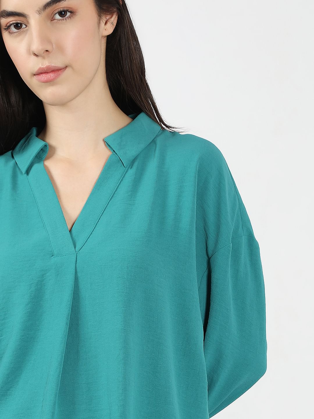 Blue V-Neck Top