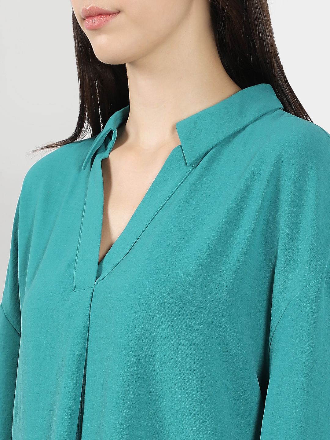 Blue V-Neck Top