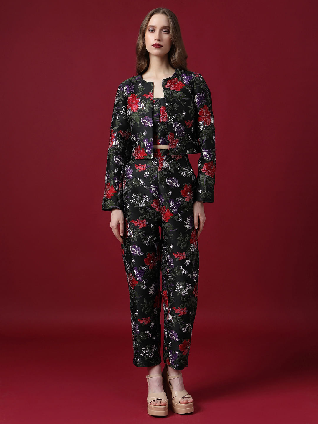 Marquee Black Floral Jacquard Co-Ord Set Jacket