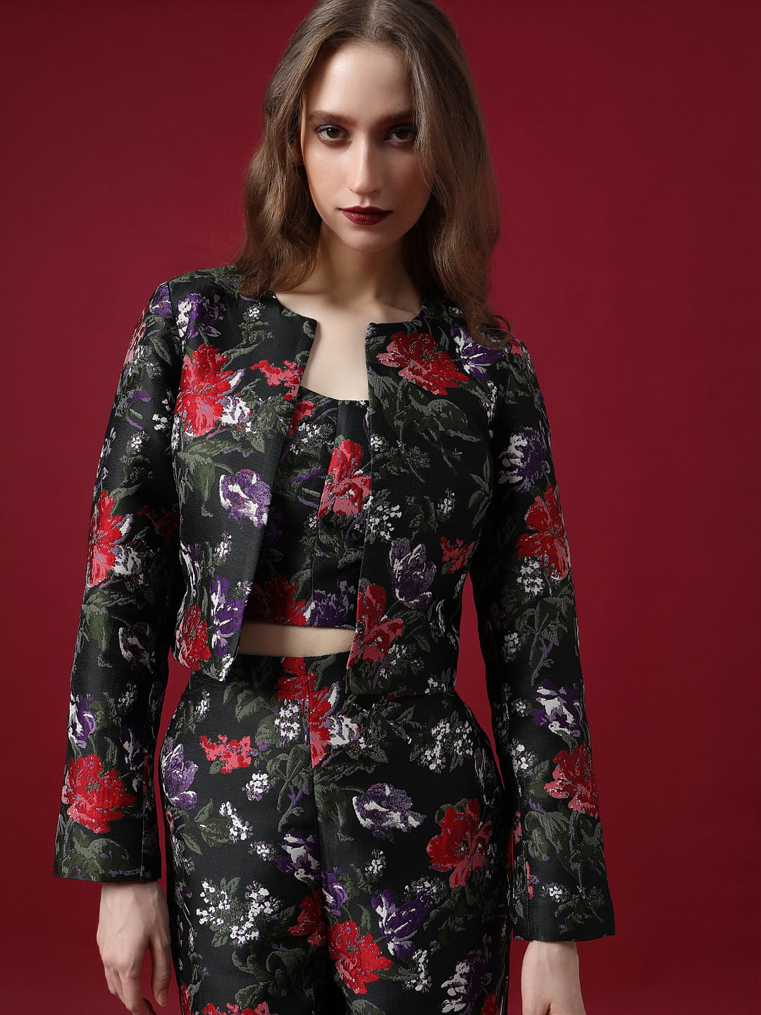 Marquee Black Floral Jacquard Co-Ord Set Jacket